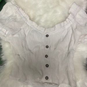 white off the shoulder crop top